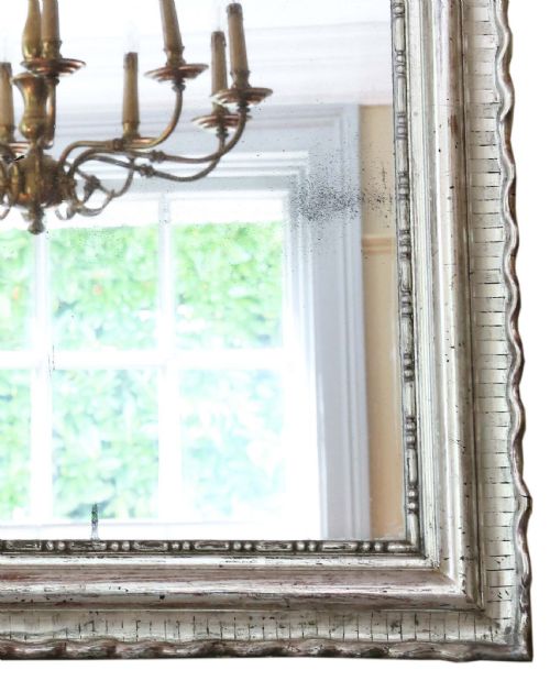 ANTIQUE FINE QUALITY LARGE SILVER GILT 19TH CENTURY OVERMANTLE WALL MIRROR - ADDITIONAL PHOTO 2
