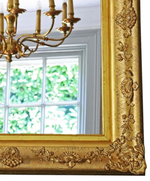 ANTIQUE FINE QUALITY LARGE GILT OVERMANTLE WALL MIRROR 19TH CENTURY - ADDITIONAL PHOTO 3