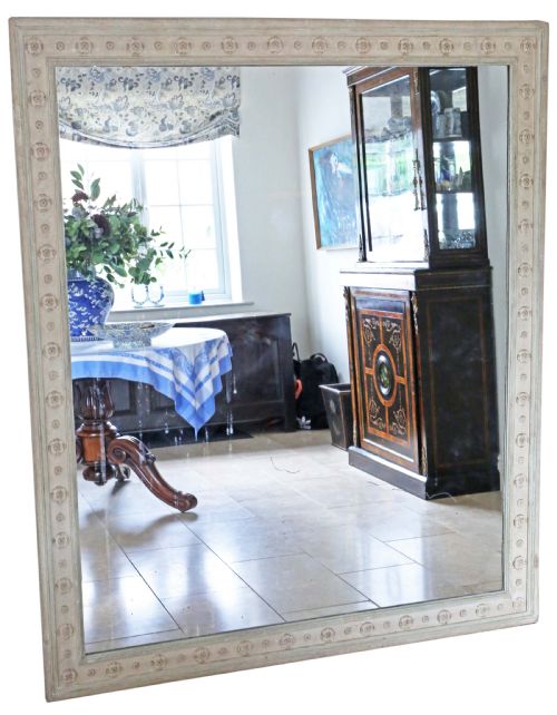 ANTIQUE VERY LARGE QUALITY PAINTED WALL MIRROR C1920