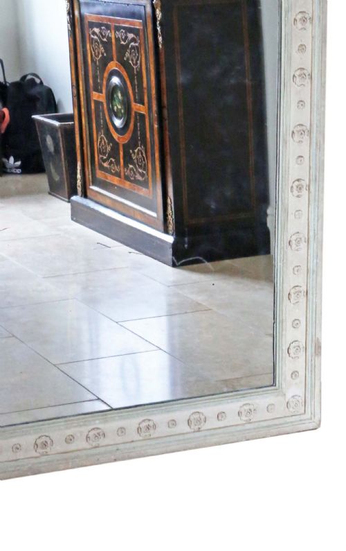 ANTIQUE VERY LARGE QUALITY PAINTED WALL MIRROR C1920 - ADDITIONAL PHOTO 4