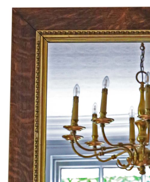 fig 1. Antique quality large gilt and oak 19th Century overmantle or wall mirror