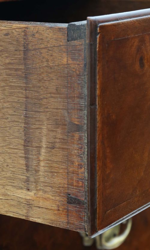 fig 2. Antique 18th Century burr walnut tallboy chest on chest of drawers