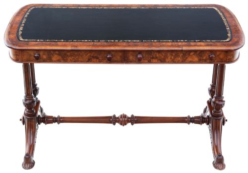 Antique Fine Quality 19th Century Burr Walnut Library Writing Table