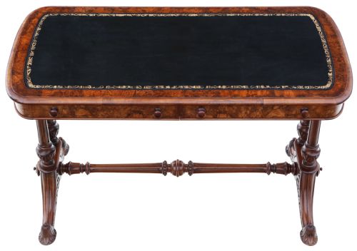 fig 1. Antique fine quality 19th Century burr walnut library writing table