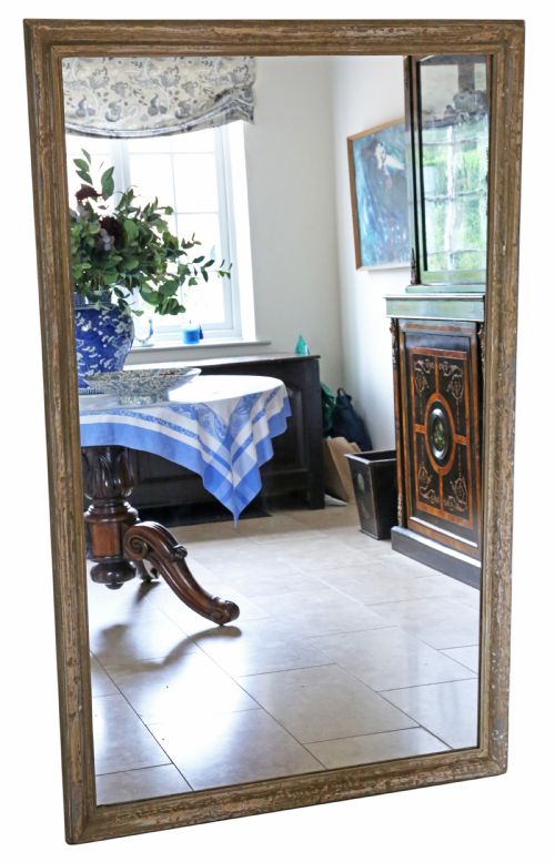 Antique Very Large Distressed Overmantle Wall Mirror 19th Century