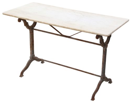Antique 19th Century Marble and Cast Iron Garden Dining Table