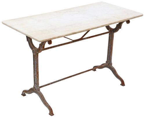 fig 1. Antique 19th Century marble and cast iron garden dining table