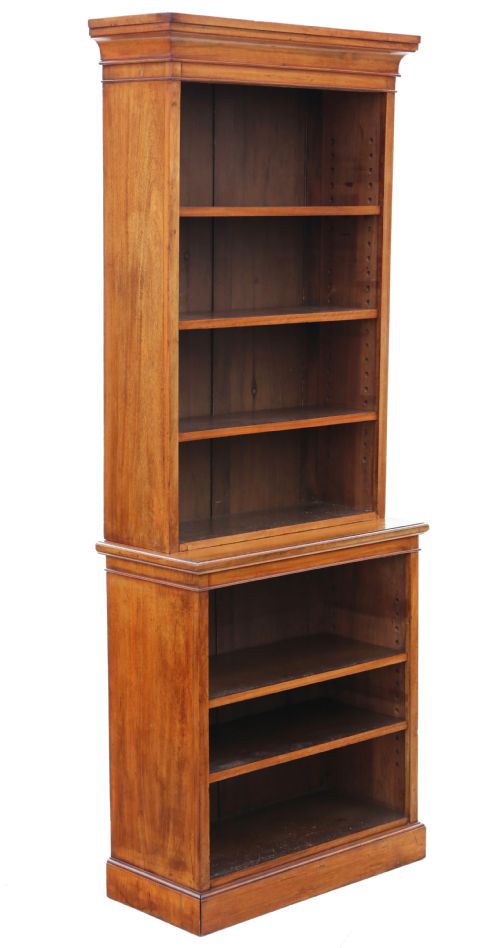 fig 1. Antique large fine quality 19th Century walnut adjustable bookcase