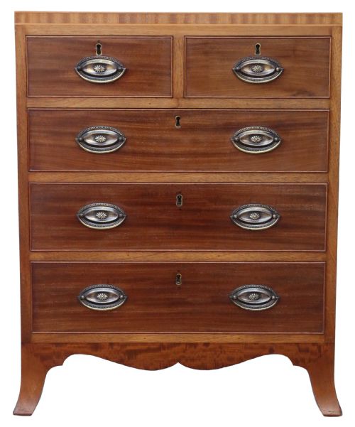 fig 1. Antique fine quality small 19th Century caddy top mahogany chest of drawers