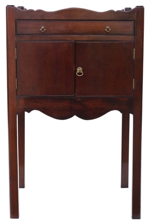 Antique Quality 19th Century Mahogany Tray Top Bedside Table Georgian