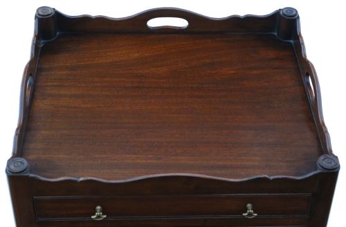 fig 1. Antique quality 19th Century mahogany tray top bedside table Georgian