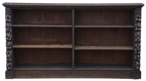 Antique Large Fine Quality 19th Century Carved Oak Bookcase C1895