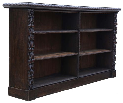 fig 1. Antique large fine quality 19th Century carved oak bookcase C1895