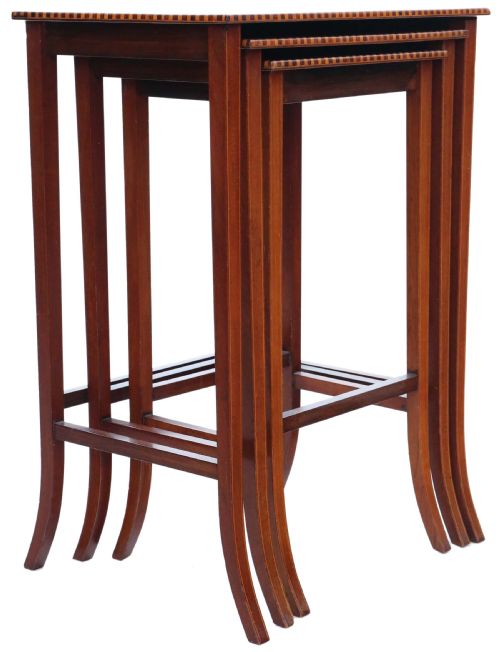 fig 1. Antique fine quality mahogany nest of 3 Edwardian tables C1905