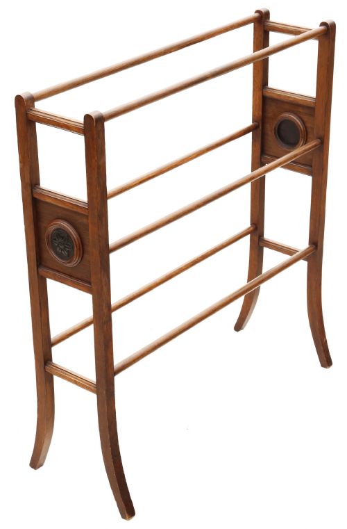 Antique Quality Victorian C1900 Oak Towel Rail Art Nouveau