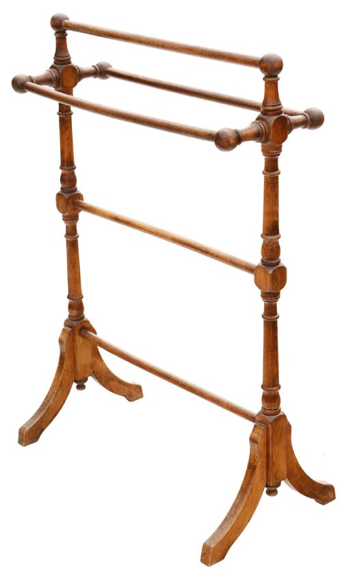Antique Quality Early 20th Century Beech Towel Rail Stand
