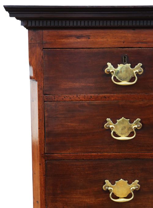 fig 1. Antique 18th Century mahogany tallboy chest on chest of drawers