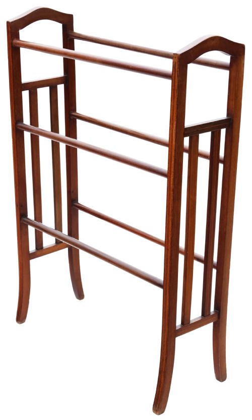 Antique Quality C1910 Inlaid Mahogany Towel Rail Stand Art Nouveau