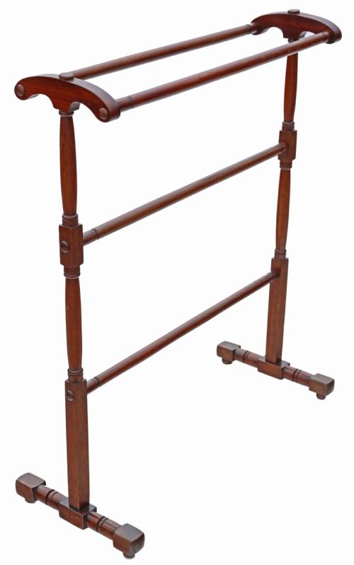 Antique Quality C1900 Mahogany Towel Stand with Rail (S) Art Nouveau