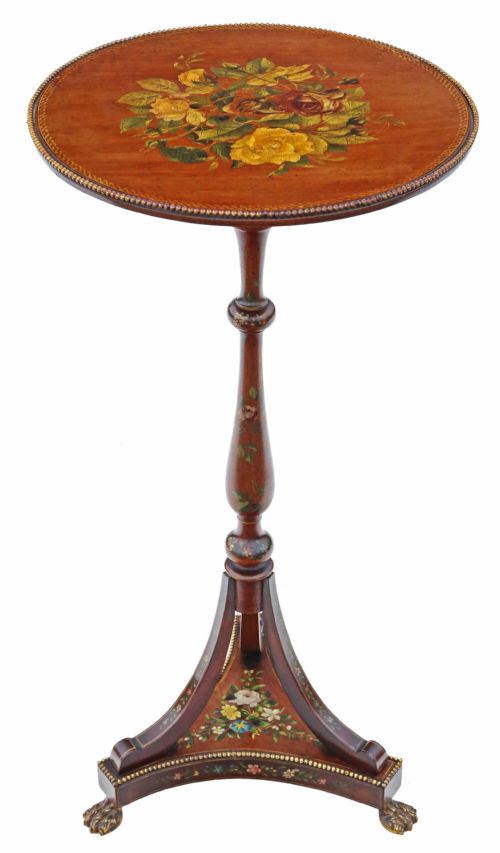Antique 19th Century Specimen Quality Hand Decorated Side Wine Table