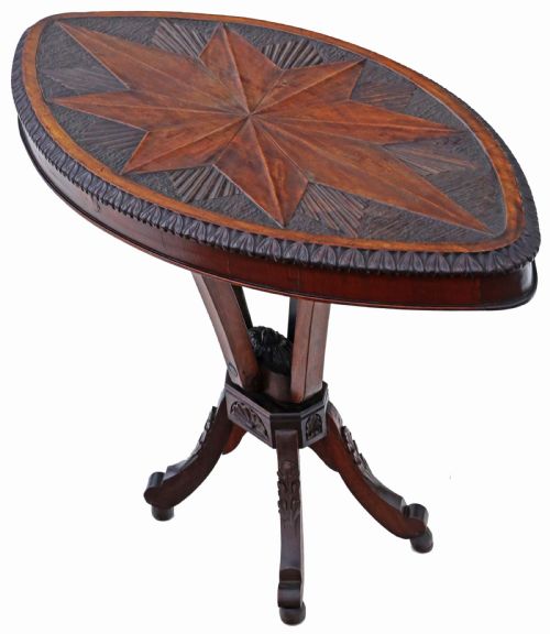 ANTIQUE 19TH CENTURY ANGLO INDIAN SHIELD SHAPED OCCASIONAL COFFEE TABLE - ADDITIONAL PHOTO 1