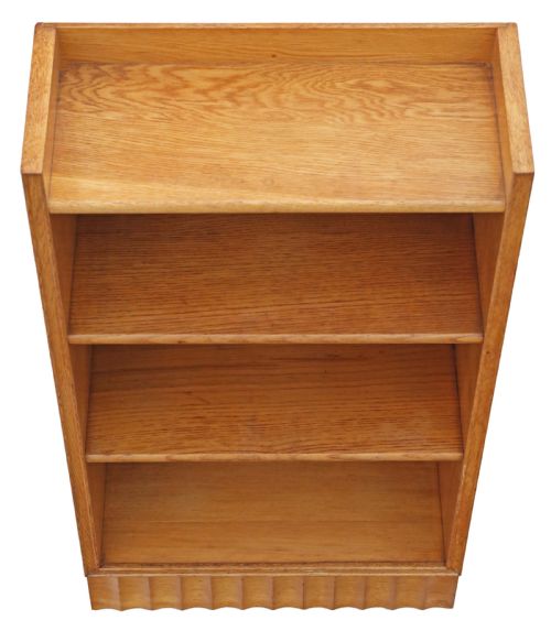 fig 1. Antique quality Art Deco C1920 blonde light oak bookcase.