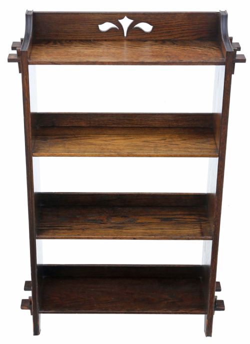 Antique Quality Art Nouveau C1910 Oak Bookcase.