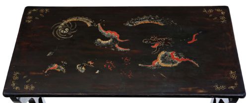 ANTIQUE FINE QUALITY CHINOISERIE DECORATED BLACK LACQUER NEST OF 4 19TH CENTURY TABLES - ADDITIONAL PHOTO 2