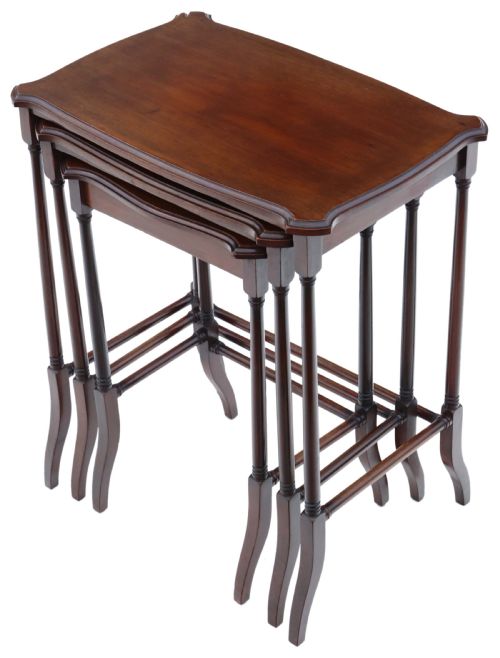 fig 1. Antique fine quality mahogany nest of 3 Edwardian tables C1910