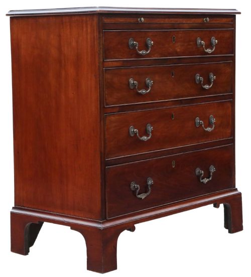 fig 1. Antique fine quality Georgian 18th Century mahogany batchelor's chest of drawers