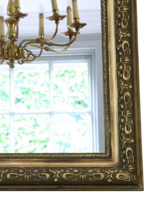 ANTIQUE 19TH CENTURY LARGE QUALITY GILT OVERMANTLE WALL MIRROR - ADDITIONAL PHOTO 2