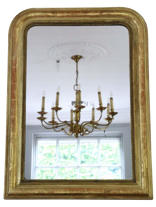 ANTIQUE LARGE 19TH CENTURY QUALITY GILT OVERMANTLE WALL MIRROR