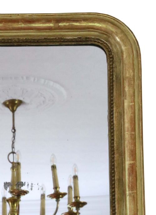 ANTIQUE LARGE 19TH CENTURY QUALITY GILT OVERMANTLE WALL MIRROR - ADDITIONAL PHOTO 3
