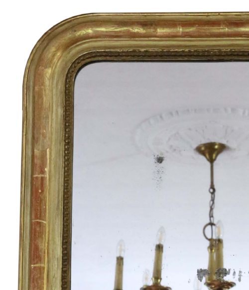 ANTIQUE LARGE 19TH CENTURY QUALITY GILT OVERMANTLE WALL MIRROR - ADDITIONAL PHOTO 5