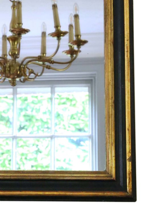 fig 2. Antique 19th Century large quality black and gilt overmantle wall mirror