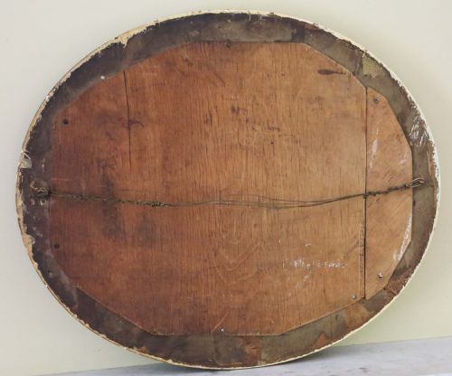 ANTIQUE QUALITY OVAL GILT AND CREAM OVERMANTLE WALL MIRROR 19TH CENTURY - ADDITIONAL PHOTO 2
