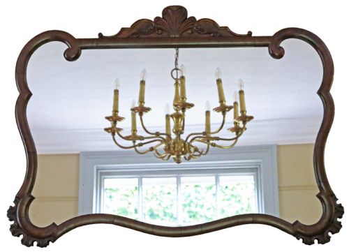 
Antique Quality Shaped C1920 Large Quality Mahogany Overmantle Wall Mirror