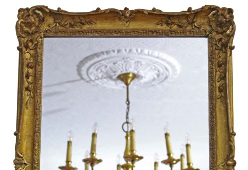 fig 1. Antique large quality oak giltwood overmantle wall mirror 19th Century