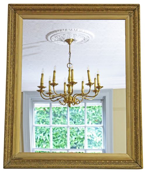 Antique Large Quality Gilt Overmantle Wall Mirror 19th Century
