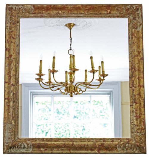 Antique Large C1920 Quality Gilt Overmantle Wall Mirror