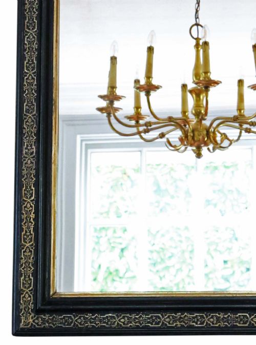 fig 1. Antique very large 19th Century quality ebonised and gilt overmantle wall mirror