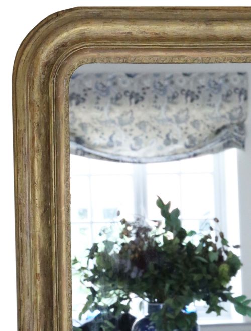 fig 1. Antique very large 19th Century quality gilt overmantle wall mirror Louis Philippe