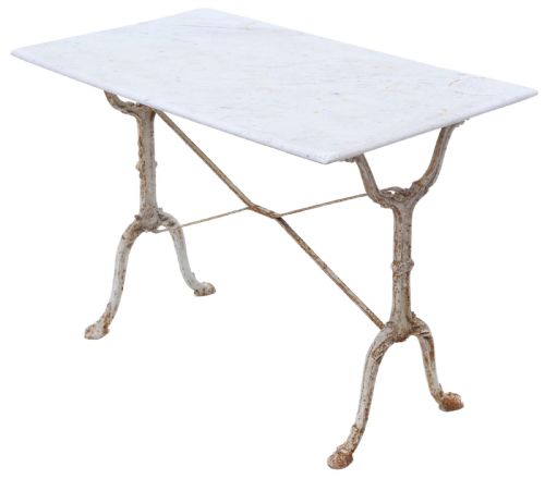 fig 1. Antique marble and cast iron kitchen garden dining table 19th Century