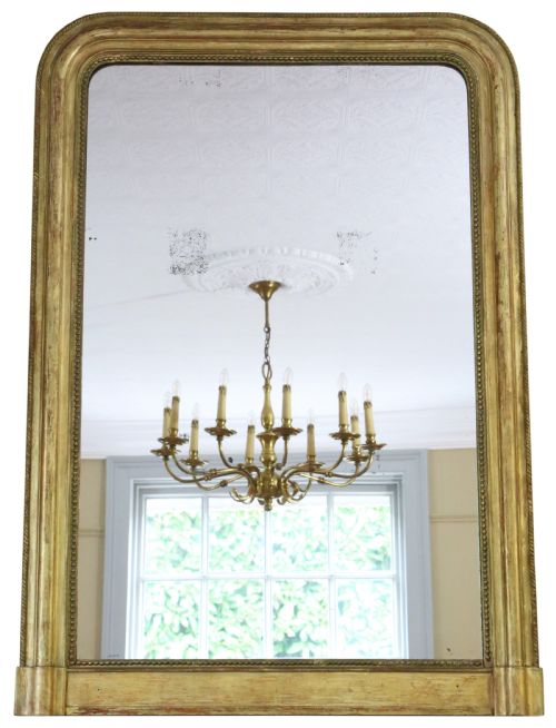 Antique Large Fine Quality Gilt Overmantle Wall Mirror 19th Century Louis Philippe