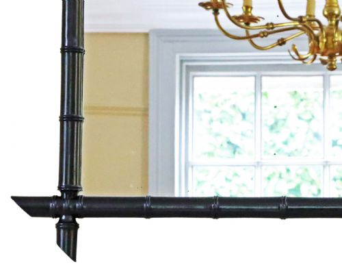 fig 2. Antique large fine quality ebonised faux bamboo overmantle wall mirror 19th Century