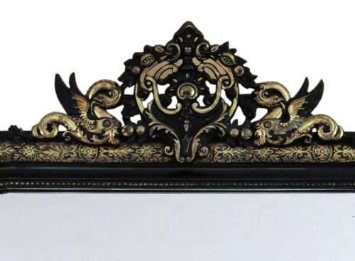 fig 2. Antique large 19th Century quality ebonised and gilt overmantle wall mirror