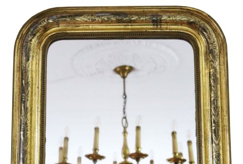 ANTIQUE 19TH CENTURY QUALITY LOUIS PHILIPPE GILT OVERMANTLE WALL MIRROR - ADDITIONAL PHOTO 1