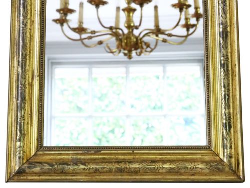 ANTIQUE 19TH CENTURY QUALITY LOUIS PHILIPPE GILT OVERMANTLE WALL MIRROR - ADDITIONAL PHOTO 2
