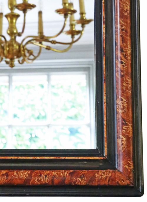 fig 2. Antique large 19th Century quality faux tortoise shell and ebonised overmantle wall mirror