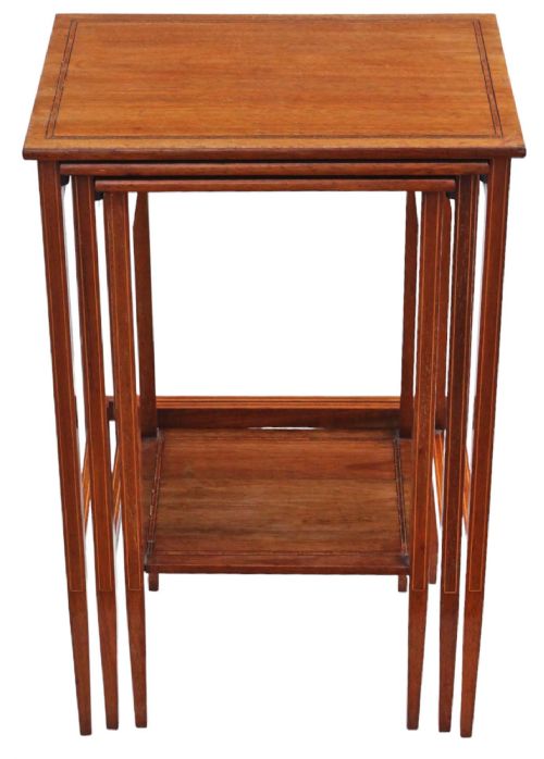 Antique Fine Quality C1905 Inlaid Mahogany Nest of 3 Edwardian C1905 Tables